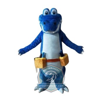 Blue Alligator Mascot Costume