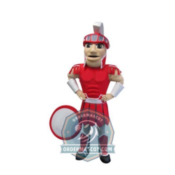 Spartan Warrior In Red Armor Mascot Costume