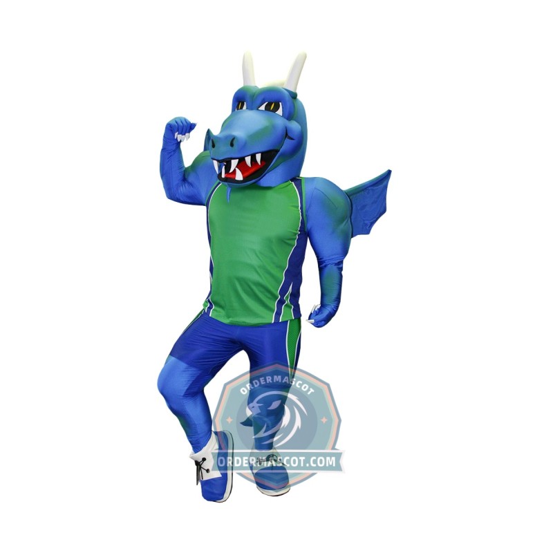 Power Blue Dragon Mascot Costume