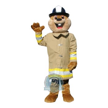 Fire Fighting Beaver Mascot Costume