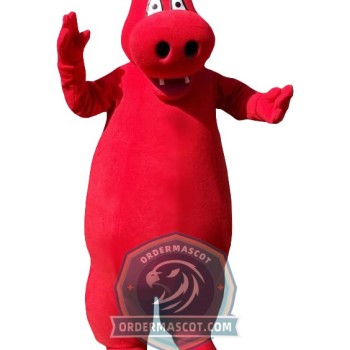 Red Hippo Mascot Costume