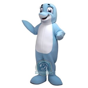 Cute Blue Dolphin Mascot Costume