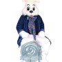 White Rabbit Mascot Costume With Blue Suit