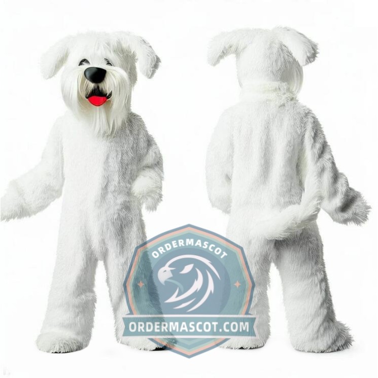 White Maltese Dog Mascot Costume