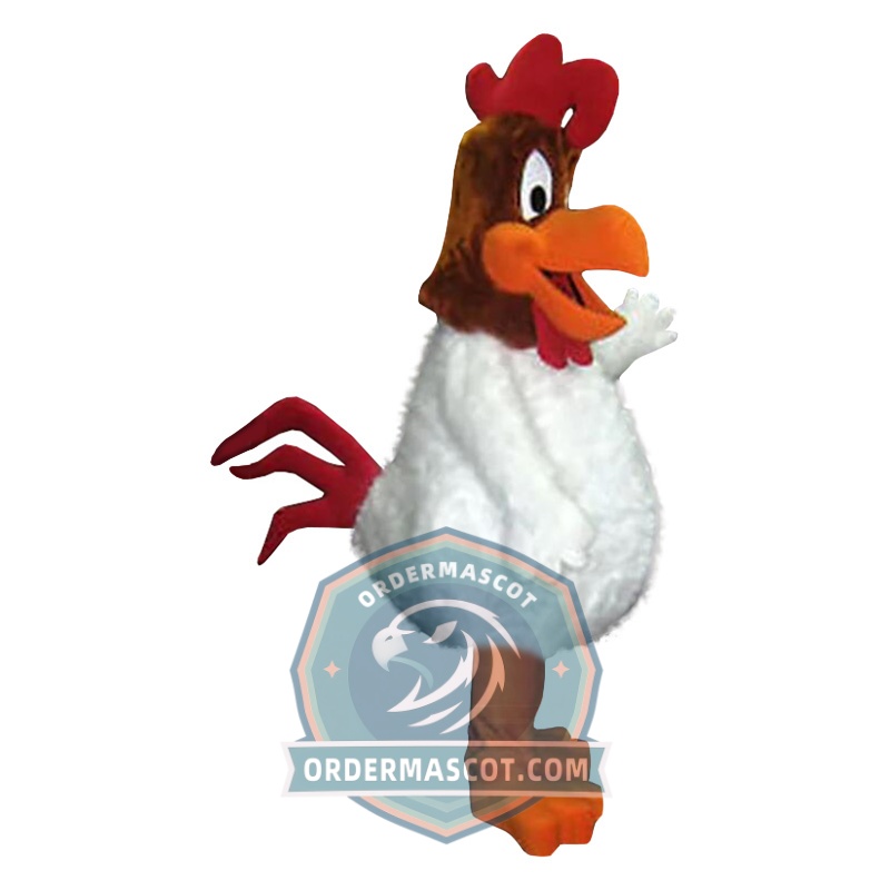 Realistic White Rooster Mascot Costume