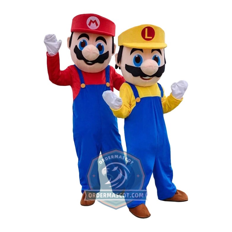 Red Mario & Yellow Luigi Mascot Costume