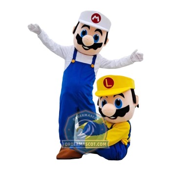 White Mario & Yellow Luigi Mascot Costume