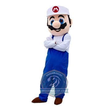 White Mario Mascot Costume