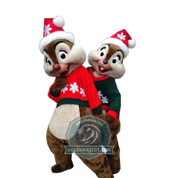 Christmas Chip & Dale Chipmunk Mascot Costume