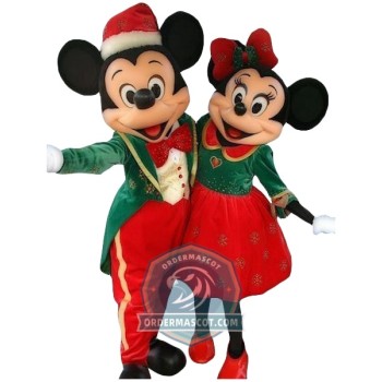 Realistic Christmas Mickey & Minnie Mascot Costume