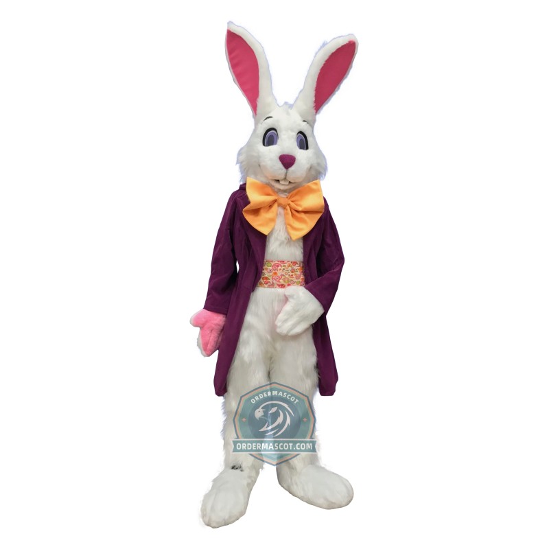 Purple Jacket Easter Bunny Mascot Costume 