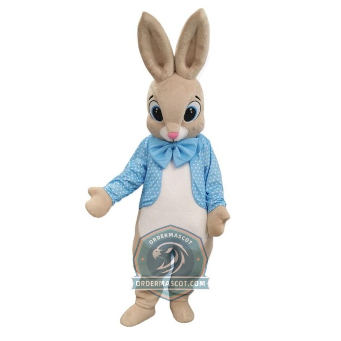Blue Jacket Easter Bunny Mascot Costume