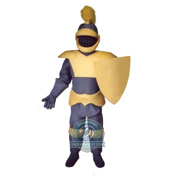 Grey & Golden Knight Mascot Costume