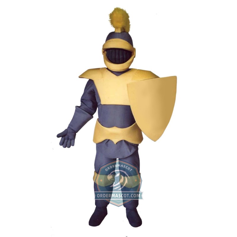 Grey & Golden Knight Mascot Costume