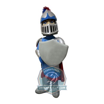 Grey & Blue Knight Mascot Costume