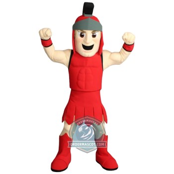 Red Spartan Warrior Mascot Costume