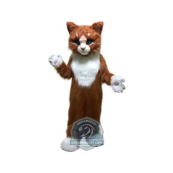 Brown & White Cat Mascot Costume