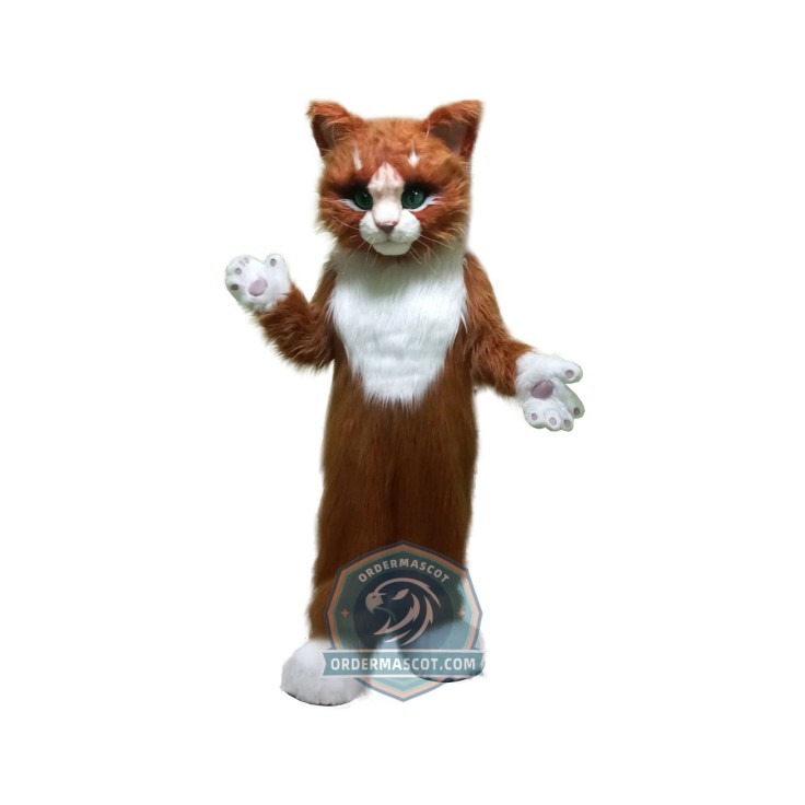 Brown & White Cat Mascot Costume
