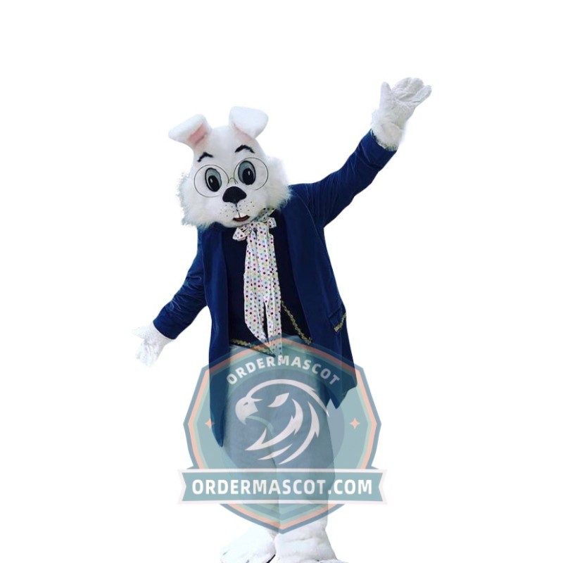 Easter Bunny Mascot Costume With Blue Coat