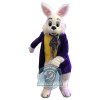 White Easter Bunny Mascot Costume With Purple Coat