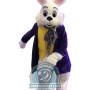 White Easter Bunny Mascot Costume With Purple Coat