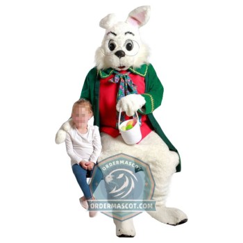 Easter Bunny Mascot Costume With Green Coat