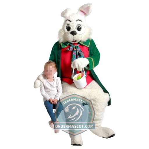 Easter Bunny Mascot Costume With Green Coat