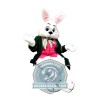 White Easter Bunny Mascot Costume With Green Coat