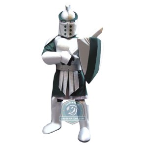 Sliver & Green Knight Mascot Costume
