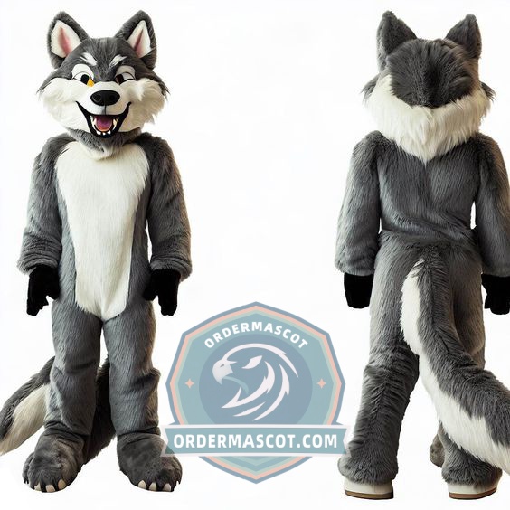 Realistic Wolf Mascot Costume