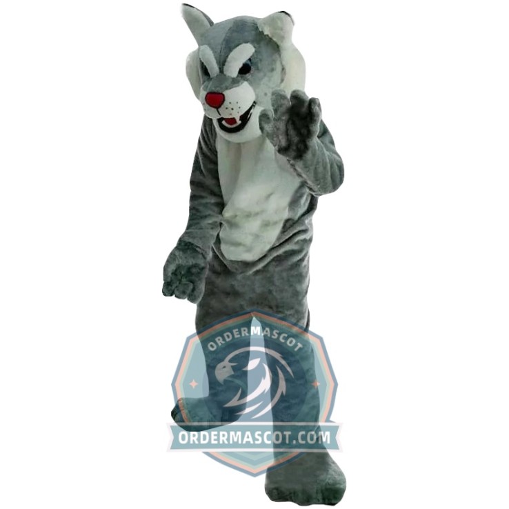 Grey Wildcat Mascot Costume