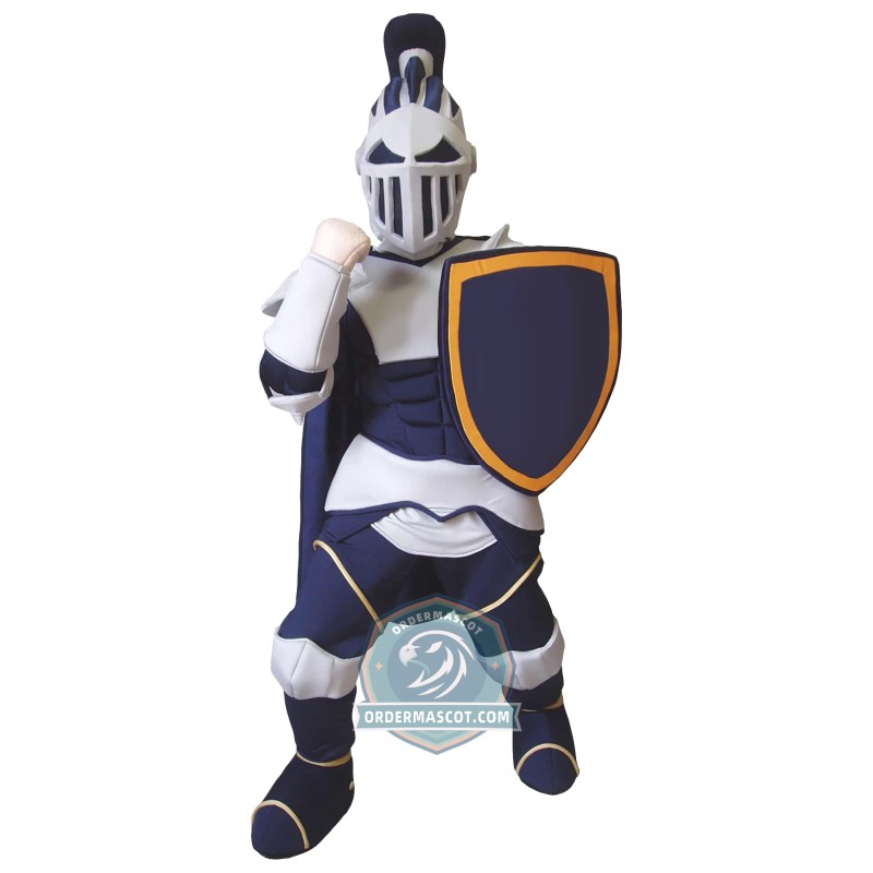 Silver & Blue Knight Mascot Costume