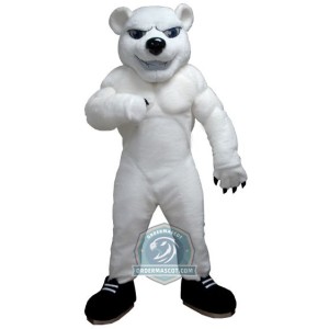 Muscular Polar Bear Mascot Costume