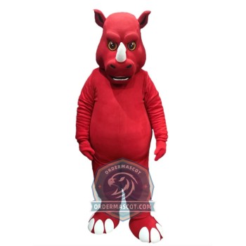 Fierce Red Rhino Mascot Costume