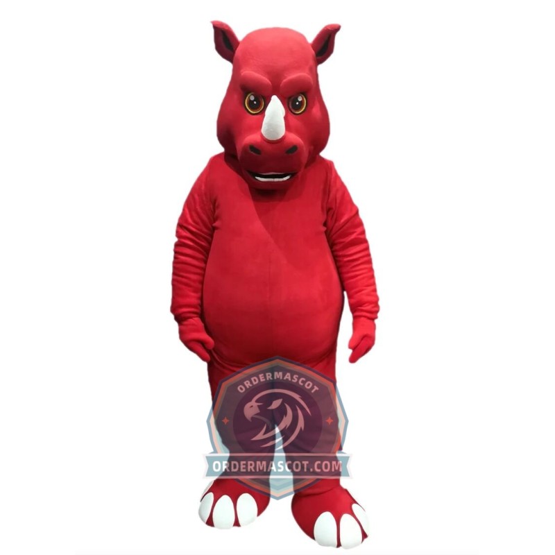 Fierce Red Rhino Mascot Costume