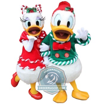 Christmas Donald Duck & Daisy Duck Mascot Costume For Adult