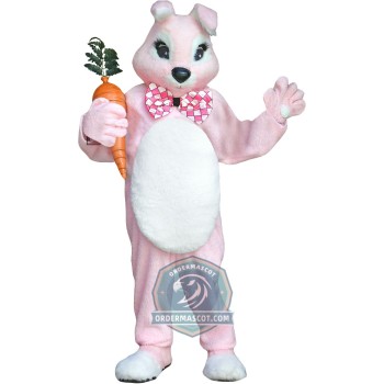 Realistic White Easter Bunny Mascot Costume