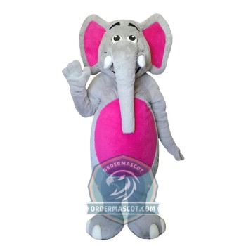 Grey & Pink Elephant Mascot Costume