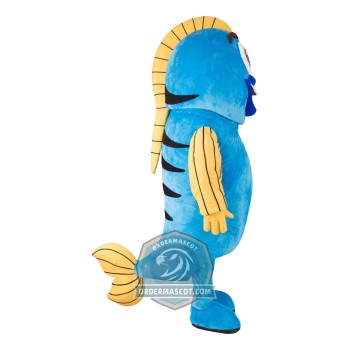 Happy Blue Fish Mascot Costume