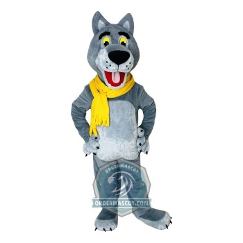 Happy Grey Wolf Mascot Costume