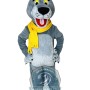 Happy Grey Wolf Mascot Costume