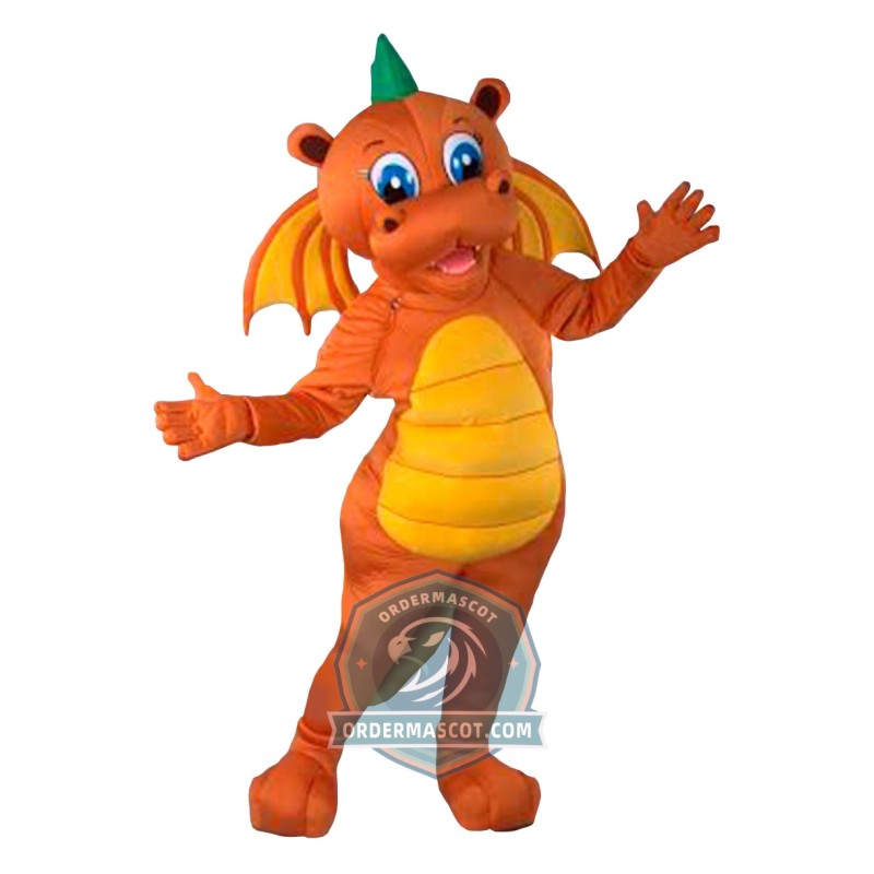 Happy Orange Dragon Mascot Costume