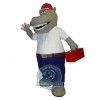 Hippo Worker Mascot Costume