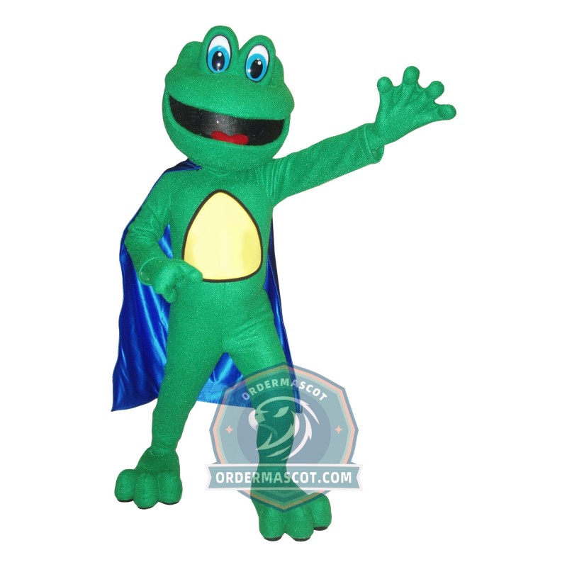 Happy Green Frog Mascot Costume
