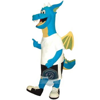 Friendly Blue Dragon Mascot Costume For Adult