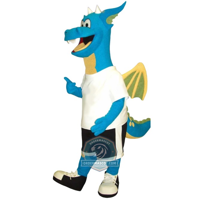 Friendly Blue Dragon Mascot Costume For Adult
