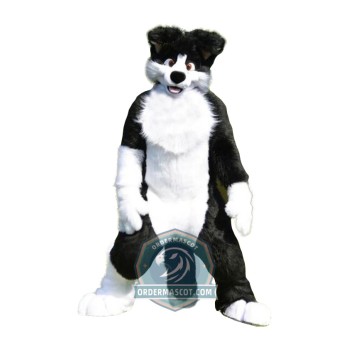 Happy Black & White Husky Dog Mascot Costume