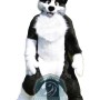 Happy Black & White Husky Dog Mascot Costume