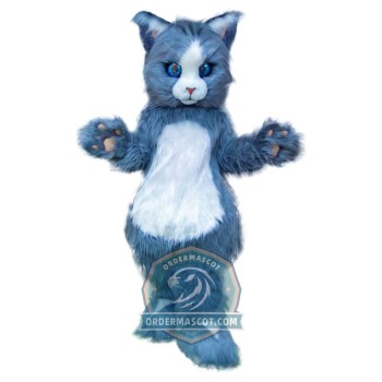 Cute Blue Cat Mascot Costume