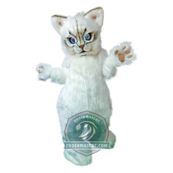 Fierce White Cat Mascot Costume